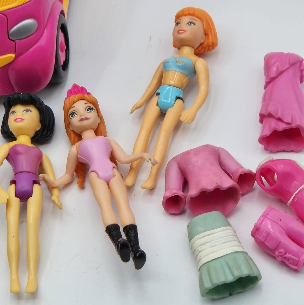 Polly Pocket Doll Lot With Clothing Car Vehicle Accessories - Picture 2 of 6